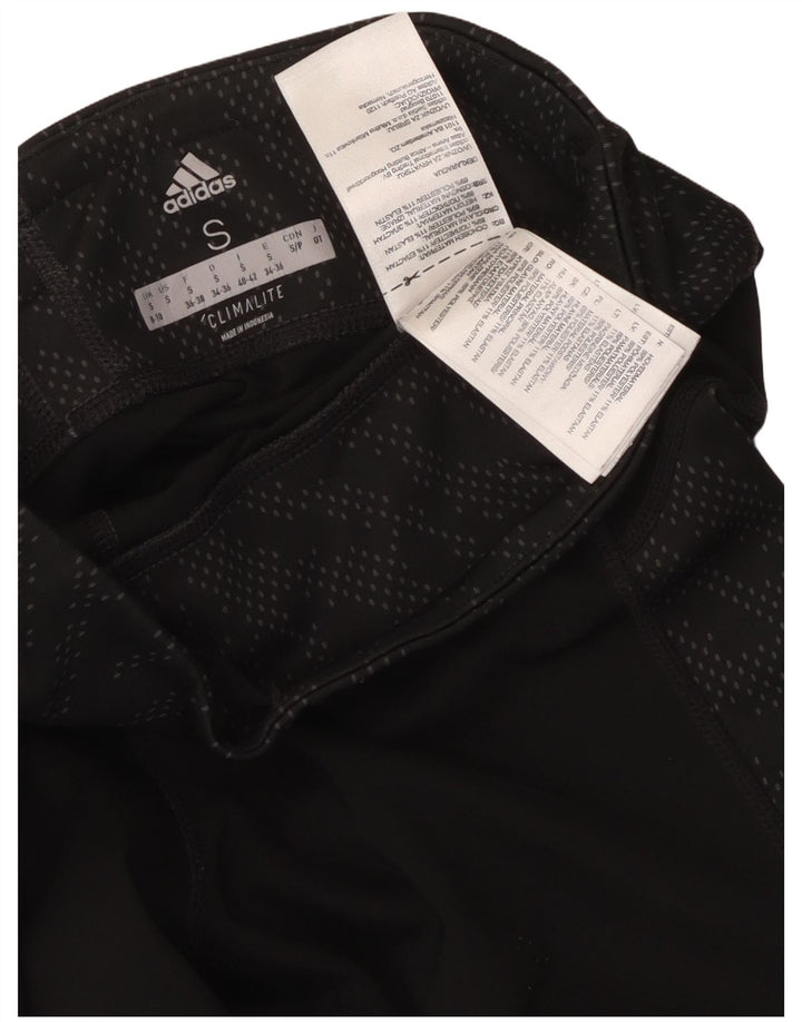 Adidas Womens Climalite Leggings UK 8/10 Small Black Spotted Polyester