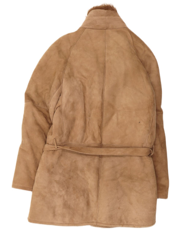 Vintage Herre Shearling Overfrakke IT 46 Small Beige