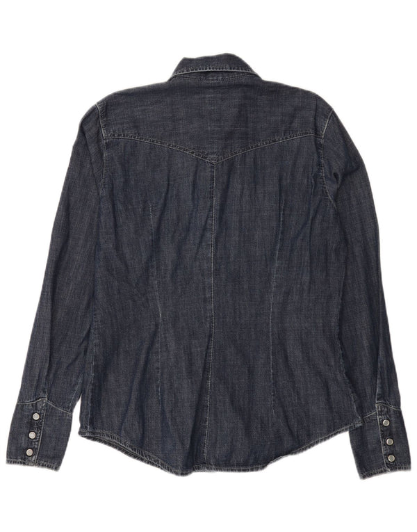 Carrera Dame Denim Shirt UK 16 Large Navy Blue Cotton