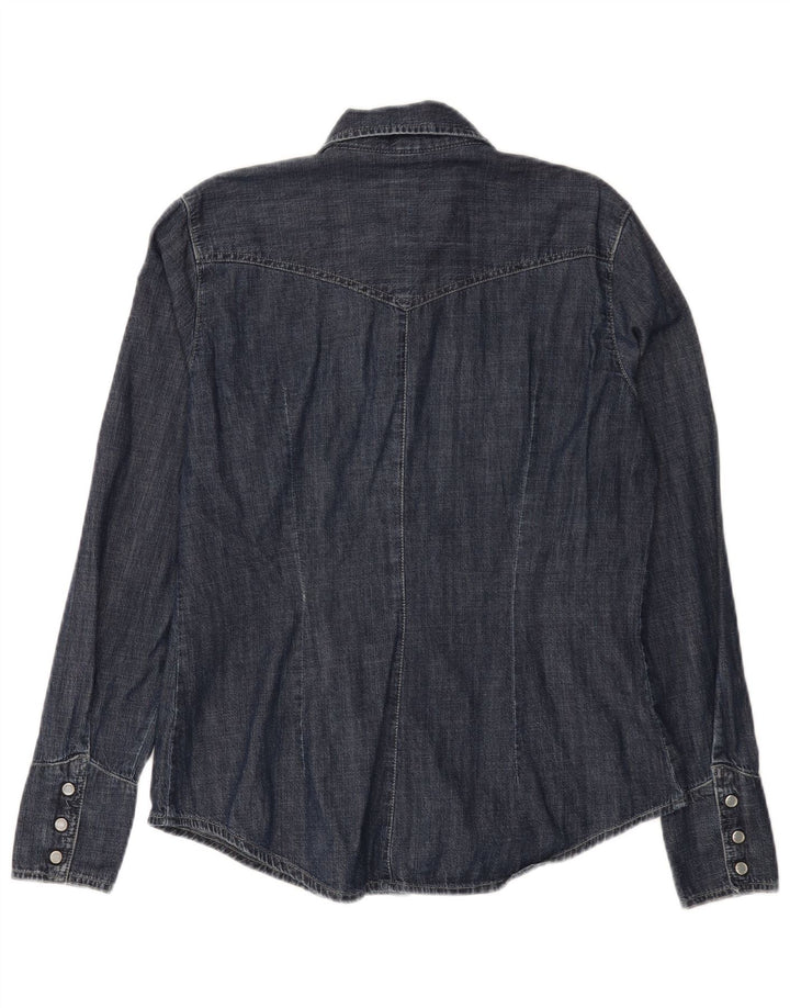 Carrera Dame Denim Shirt UK 16 Large Navy Blue Cotton