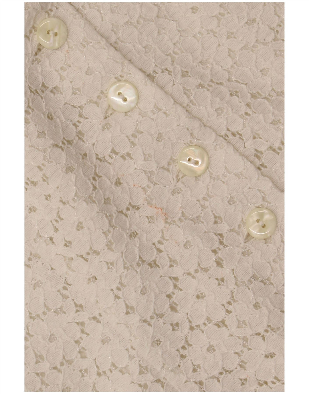 VINTAGE Womens Crop kortærmet skjortebluse IT 46 Large Off White Floral