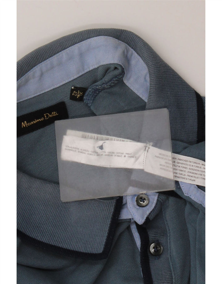 Massimo Dutti Langærmet herre poloshirt XL blå bomuld