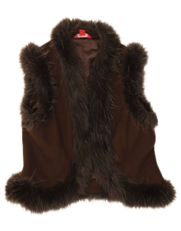 Monsoon Womens Crop Open Gilet UK 12 Medium Brun Uld