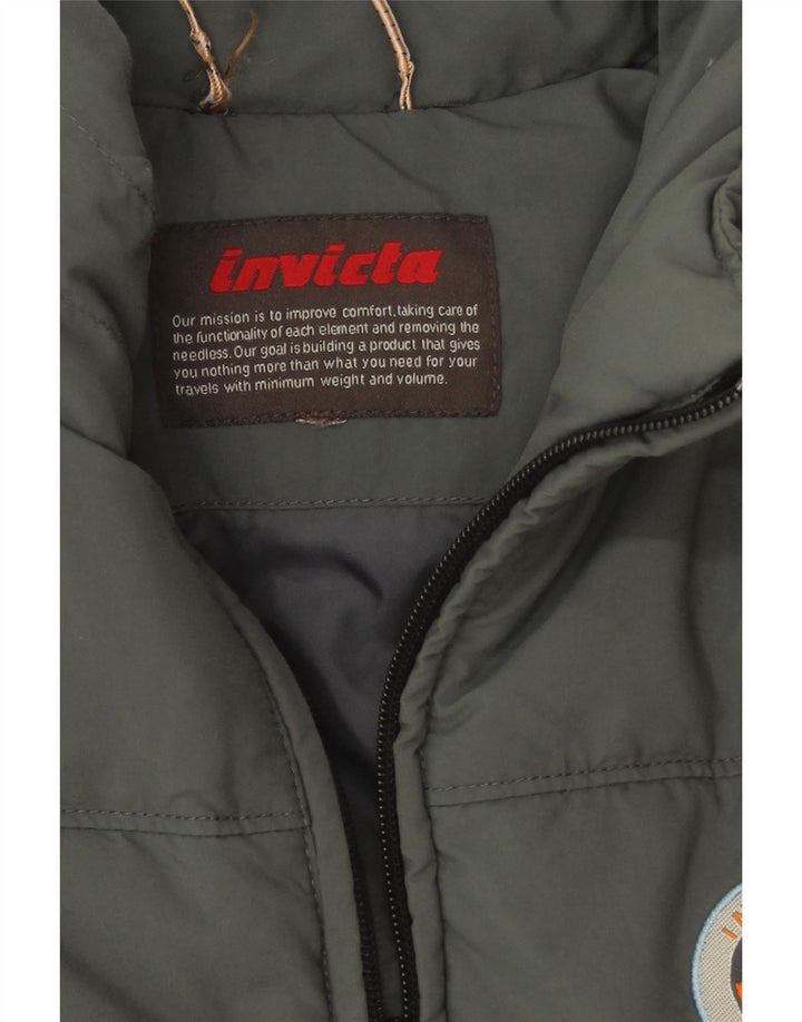 INVICTA Womens 3/4 Sleeve Padded Jacket UK 16 Large Grey Polyamide Vintage Invicta and Second-Hand Invicta from Messina Hembry 