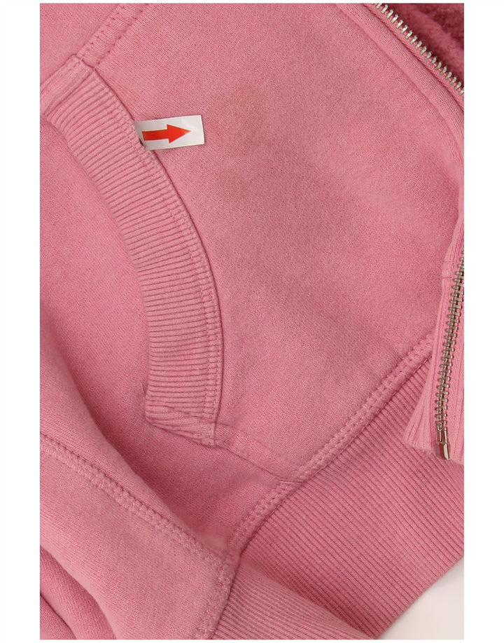 SUPERDRY Kvinder grafisk hættetrøje med lynlås UK 10 Small Pink Bomuld