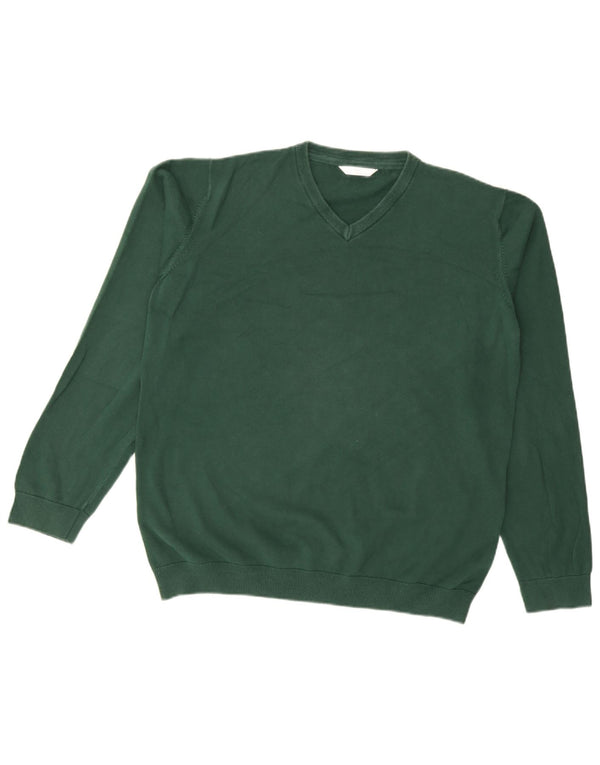 Zara Boys V-Neck Jumper Sweater 15-16 Years Green Cotton