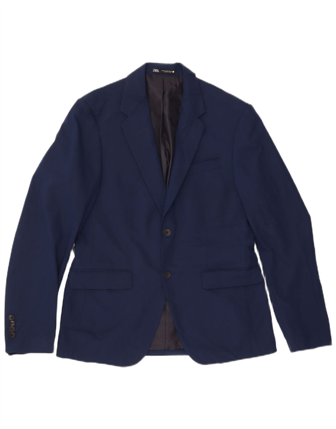 Zara Herre 2-knaps blazerjakke EU 50 Medium Navyblå Polyester