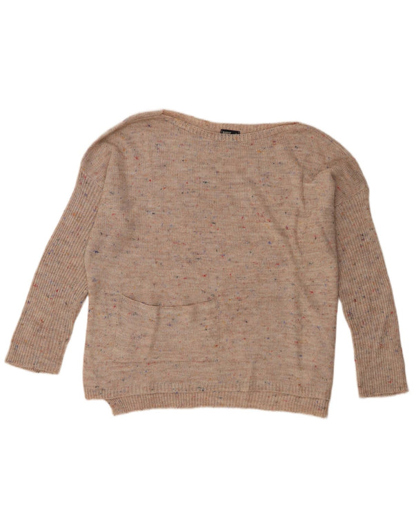 Rifle Dame Oversized Boat Neck Jumper Sweater UK 16 Stor Beige Flecked