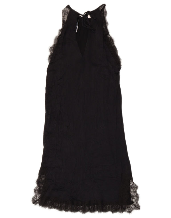 Zara Dame Slip Dress UK 4 XS Navy Blue Floral Polyamide