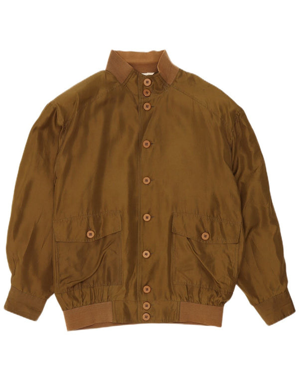 Coocoon Herre Loose Fit Bomber Jacket UK 36 Small Khaki Silk