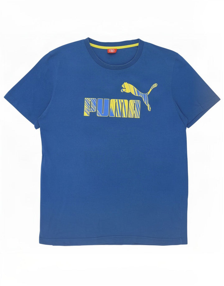 Puma Herre Grafisk T-Shirt Top Stor Blå