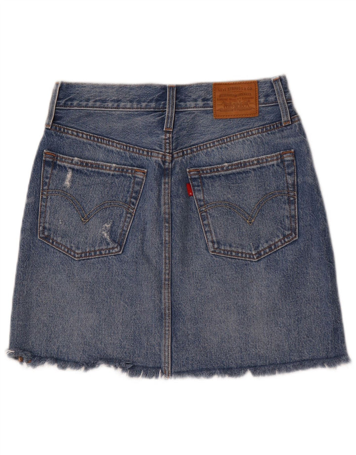Levi's Dame Distressed Denim Nederdel W27 lille blå bomuld