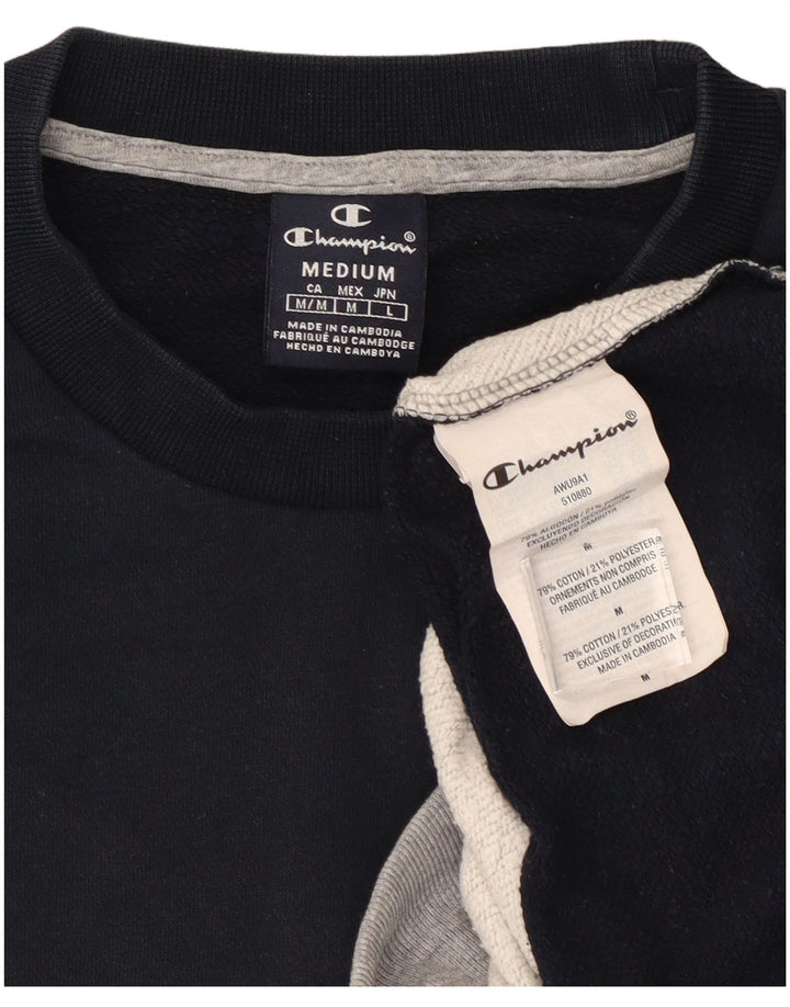 Champion Herre Grafisk Sweatshirt Jumper Medium Marineblå Colourblock Bomuld