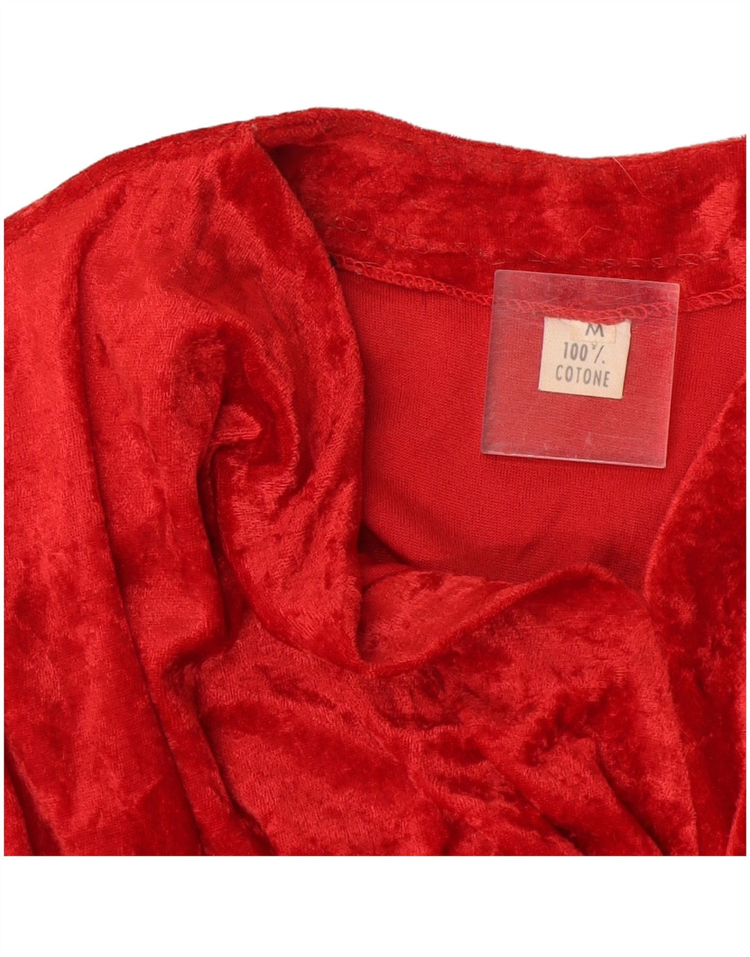 Vintage Dame Velvet Bodysuit UK 14 Medium Red Bomuld