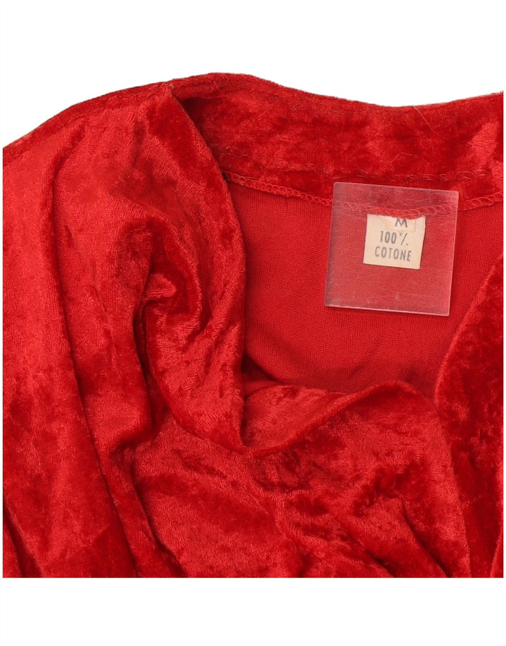 Vintage Dame Velvet Bodysuit UK 14 Medium Red Bomuld