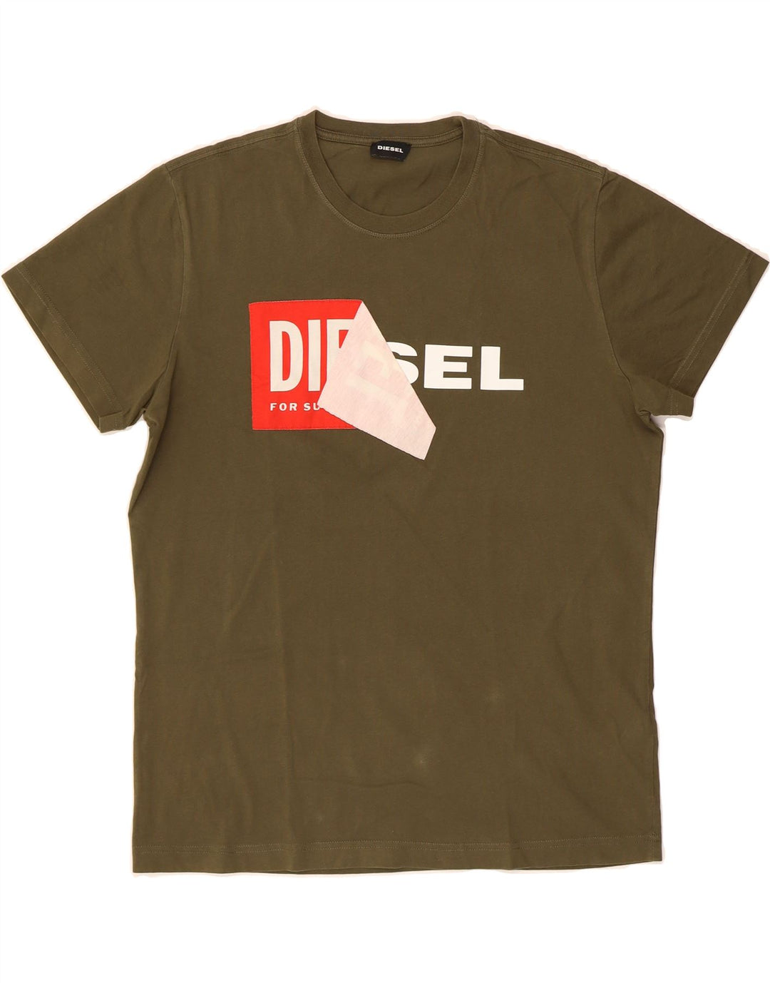 DIESEL Mens Graphic T-Shirt Top Large Khaki Cotton Vintage Diesel and Second-Hand Diesel from Messina Hembry 