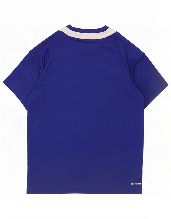 Adidas Boys Aeroready T-Shirt Top 13-14 Years Blue Polyester