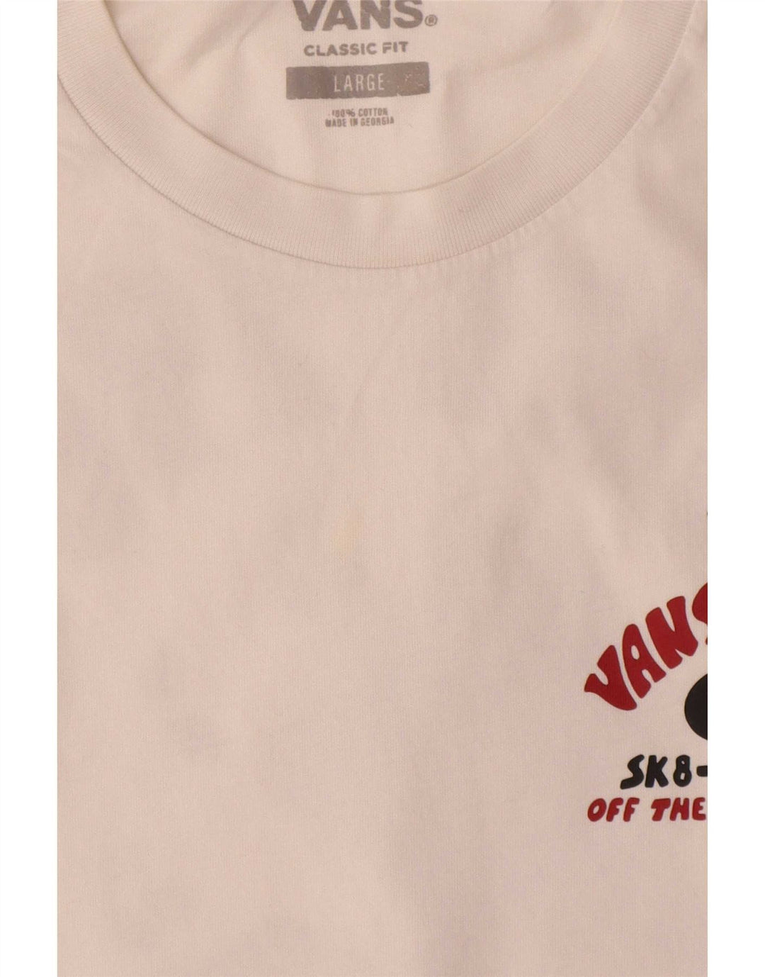 Vans Herre Classic Fit Grafisk T-Shirt Top Stor Hvid Bomuld