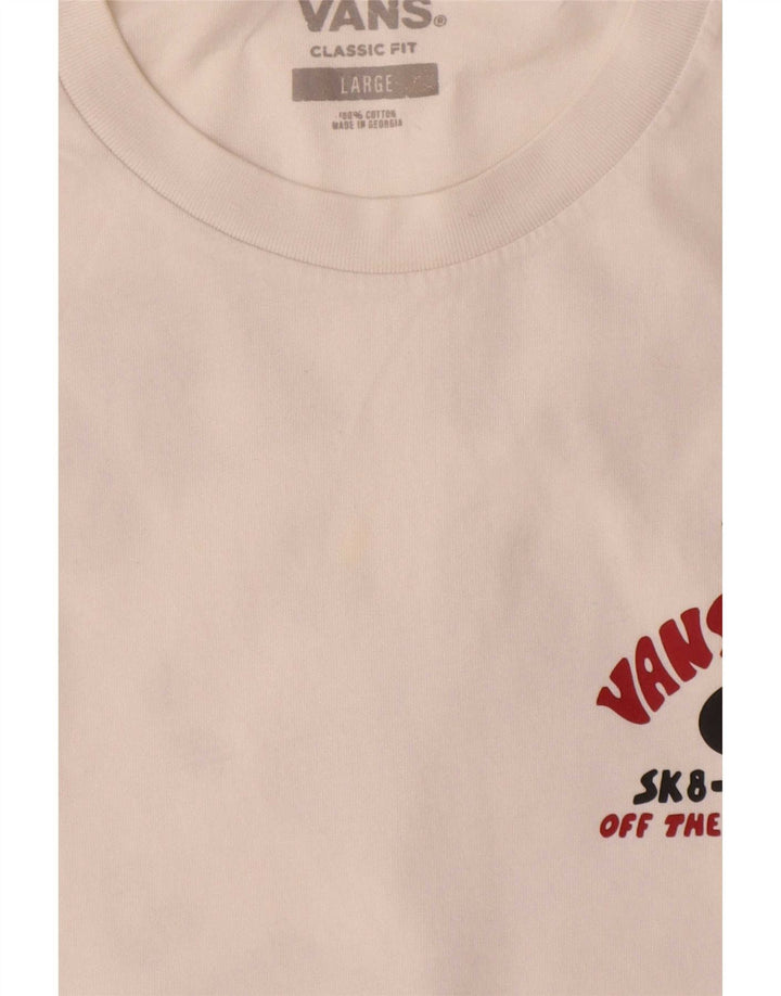 Vans Herre Classic Fit Grafisk T-Shirt Top Stor Hvid Bomuld