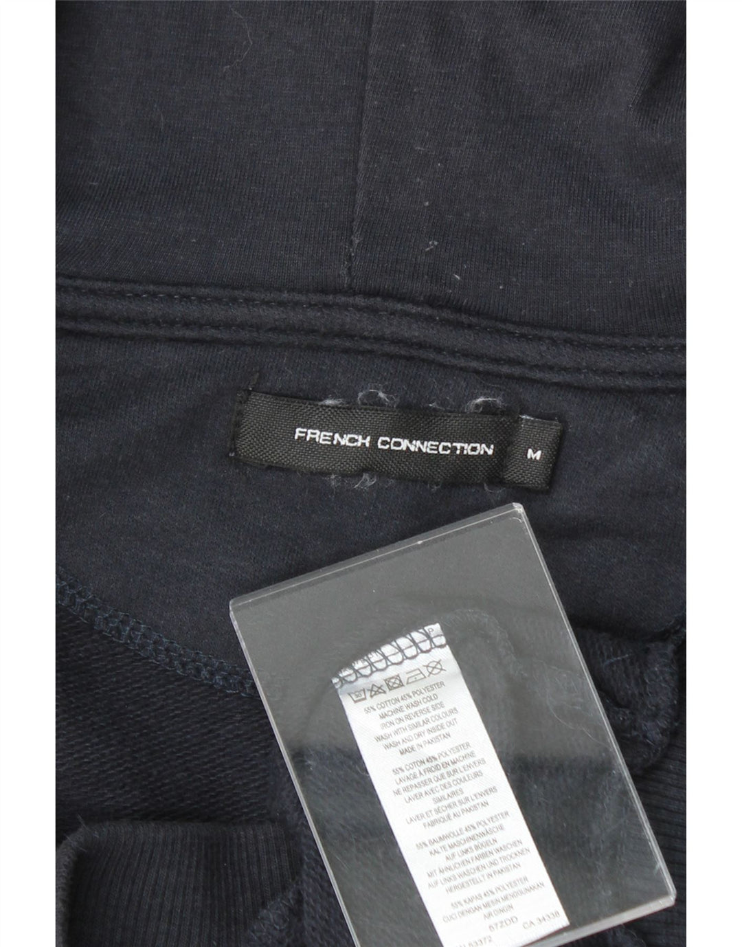 FRENCH CONNECTION Mens Zip Hoodie Sweater Medium Navy Blue Cotton Vintage French Connection and Second-Hand French Connection from Messina Hembry 
