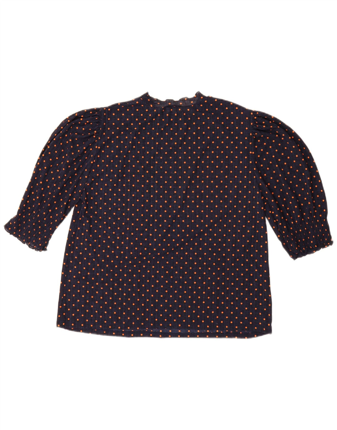 Zara Dame Bluse Top UK 14 Medium Navy Blue Polka Dot