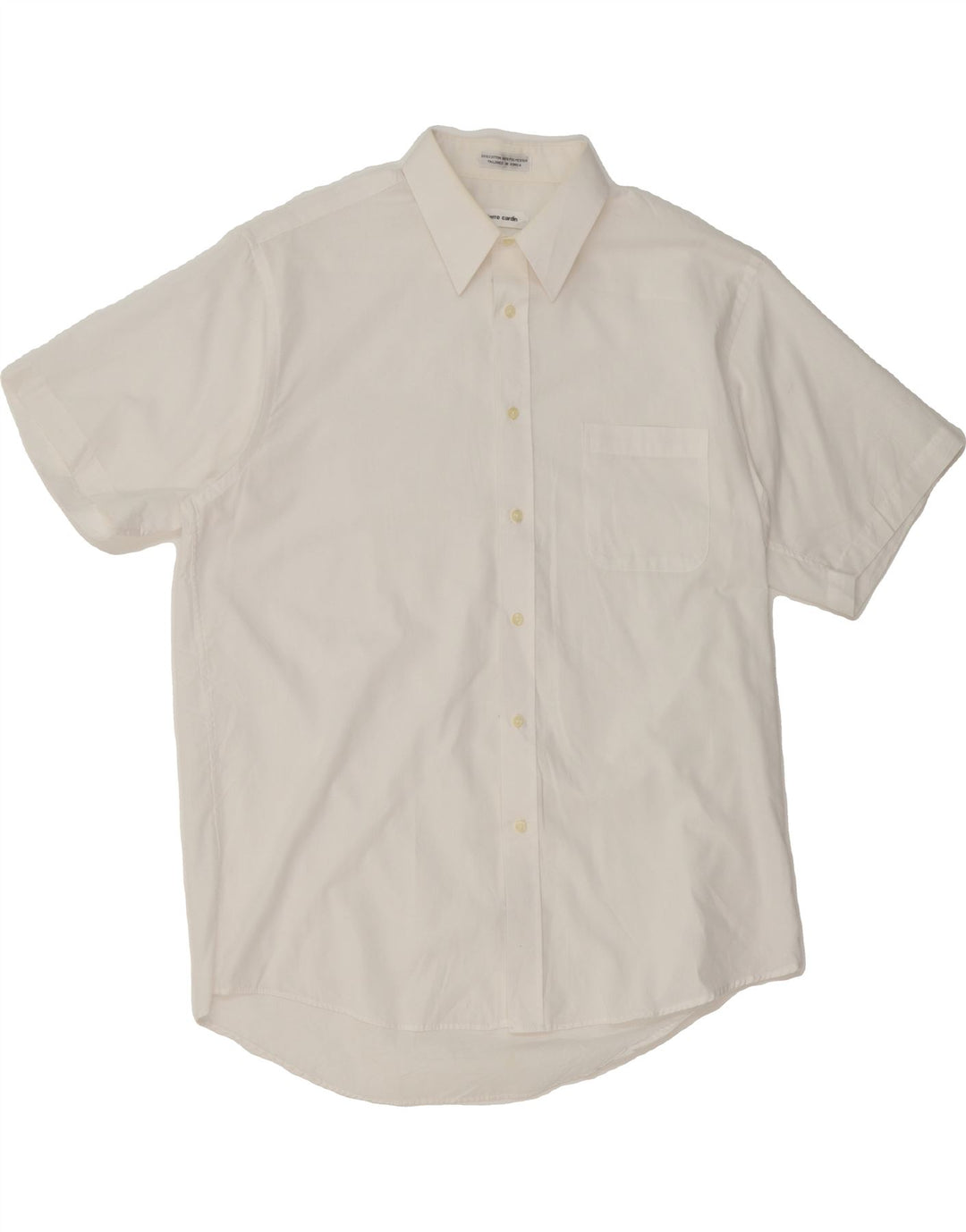 PIERRE CARDIN Mens Short Sleeve Shirt Size 16 1/2 Large White Polyester Vintage Pierre Cardin and Second-Hand Pierre Cardin from Messina Hembry 