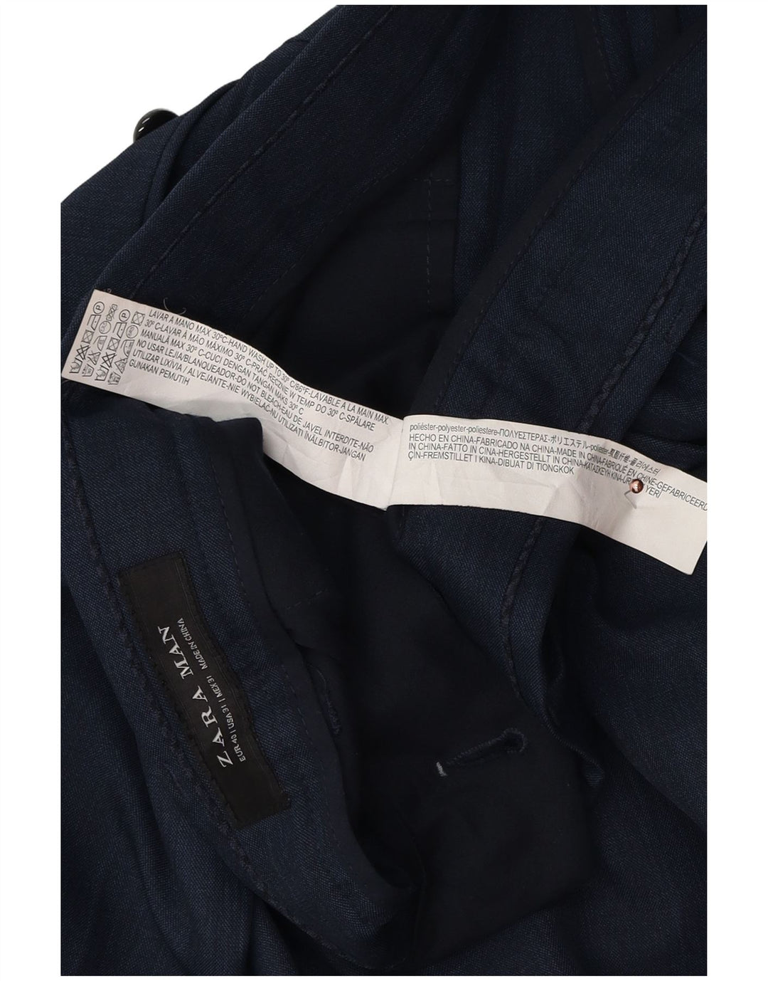 Zara Herre Slim Suit Bukser EU 40 Medium W31 L32 Marineblå Polyester
