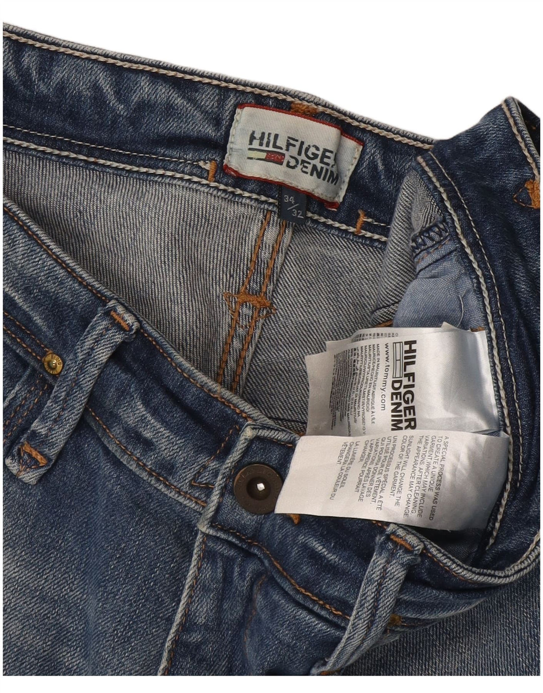 Tommy Hilfiger Herre Slim Jeans W34 L32 Blå Bomuld