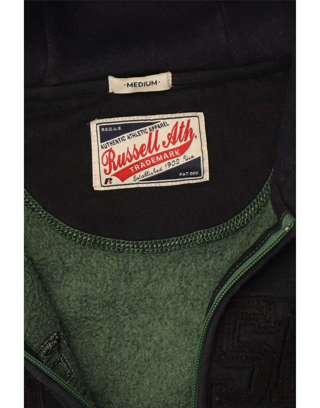 RUSSELL ATHLETIC Herre grafisk hættetrøje med lynlås mellem sort