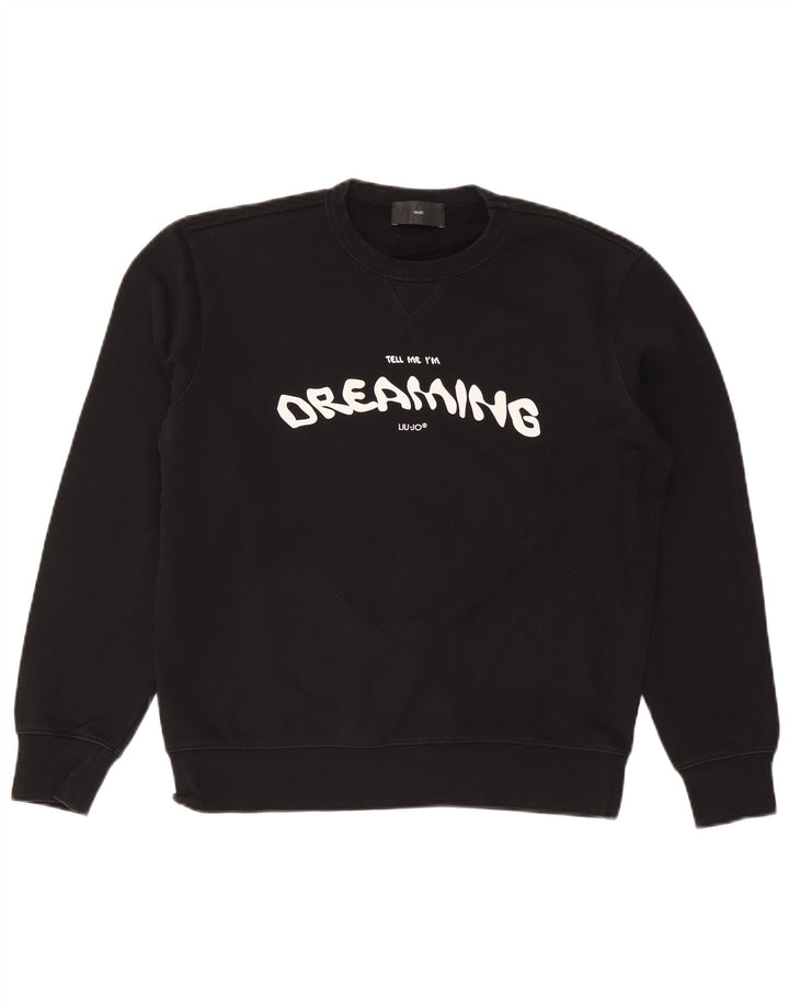 Liu Jo Herre Grafisk Sweatshirt Jumper Medium Sort Bomuld