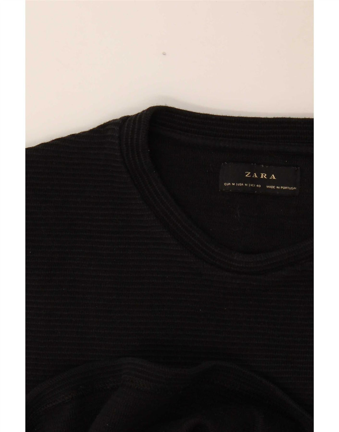 Zara Herre Top Langærmet Medium Sort Stribet