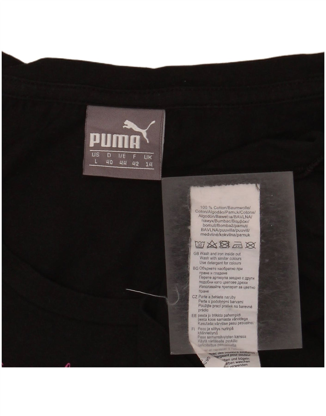 PUMA Grafisk T-shirt top til kvinder UK 14 Medium Sort bomuld