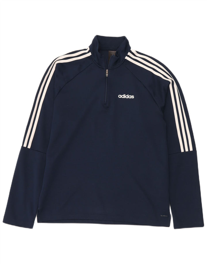 Adidas Herre Climalite Zip Neck Top Langærmet Large Navy Blue Polyester