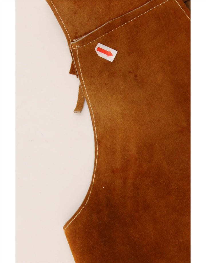 VINTAGE Dame ruskindsvest UK 10 Lille Brun