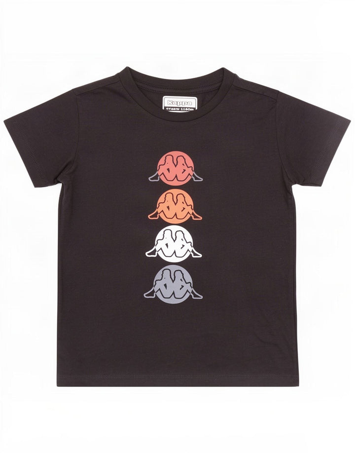 Kappa Boys Grafisk T-Shirt Top 5-6 år Sort Bomuld