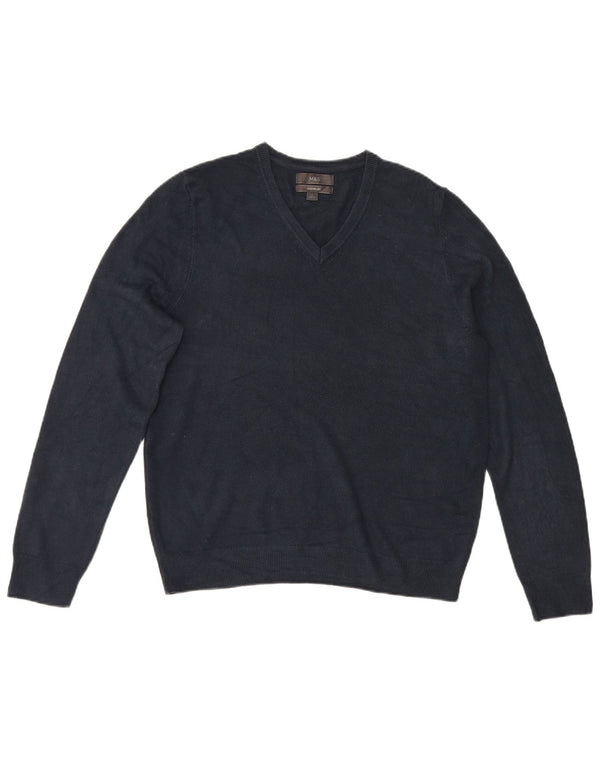 Marks & Spencer Herre V-hals sweater Stor marineblå akryl