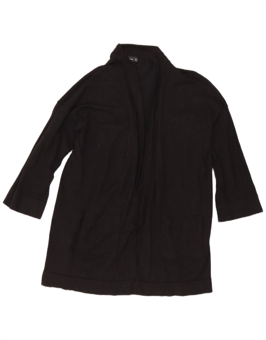 Zara Dame 3/4 ærmet åben cardigan sweater UK 14 Medium Sort