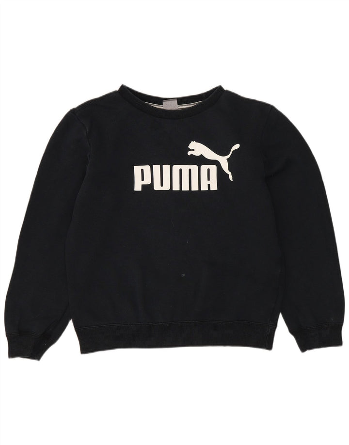 Puma Girls Crop Graphic Sweatshirt Jumper 11-12 år Sort Polyester