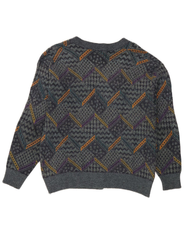Breidhof Herre Cardigan Sweater Medium Blue Patchwork