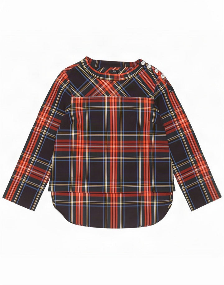 J. Crew Dame Langærmet Bluse Top US 8 Medium Flerfarvet Plaid