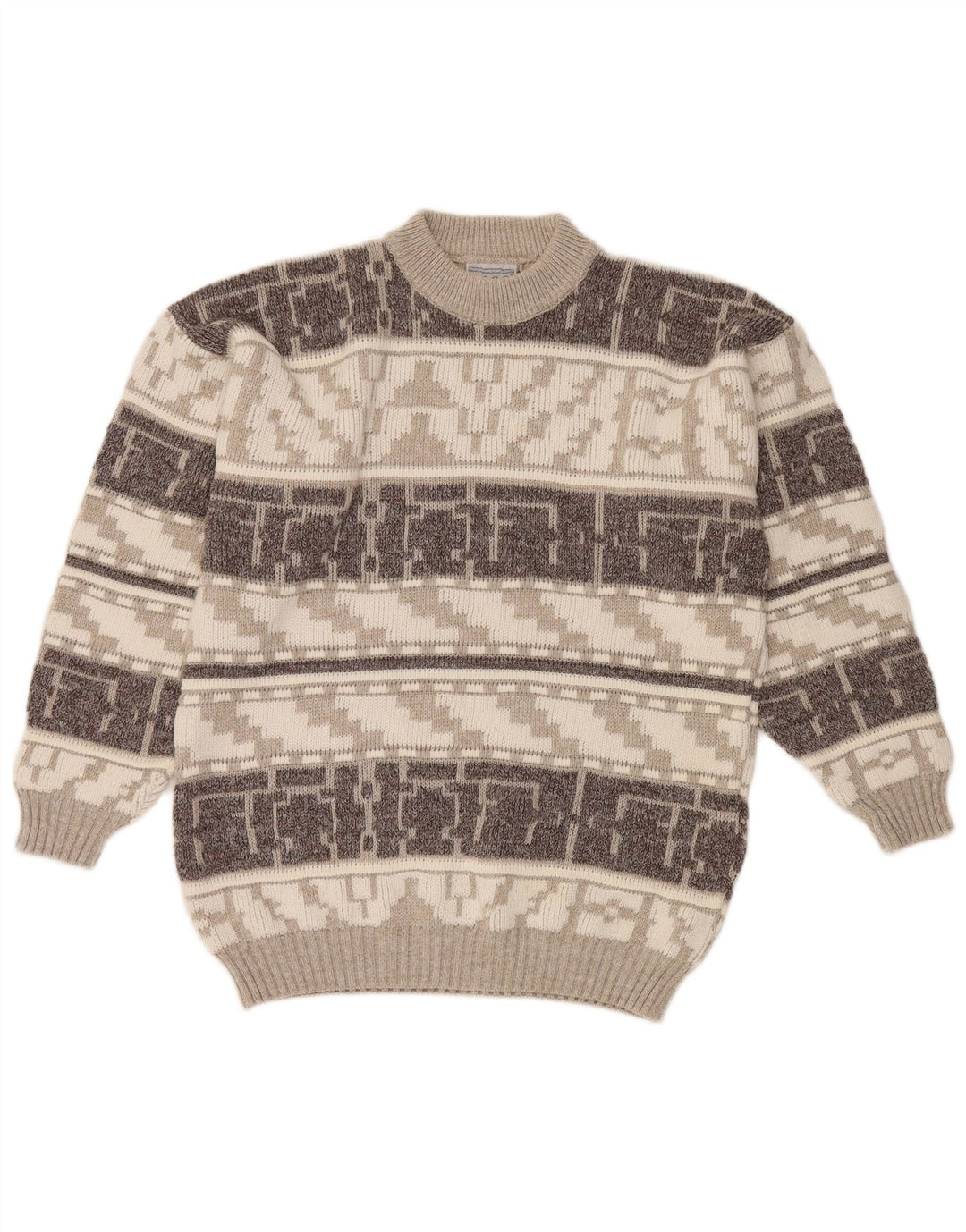 NICO Mens Crew Neck Jumper Sweater XL Grey Geometric Acrylic
