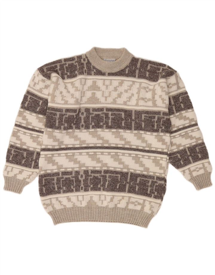 NICO Mens Crew Neck Jumper Sweater XL Grey Geometric Acrylic