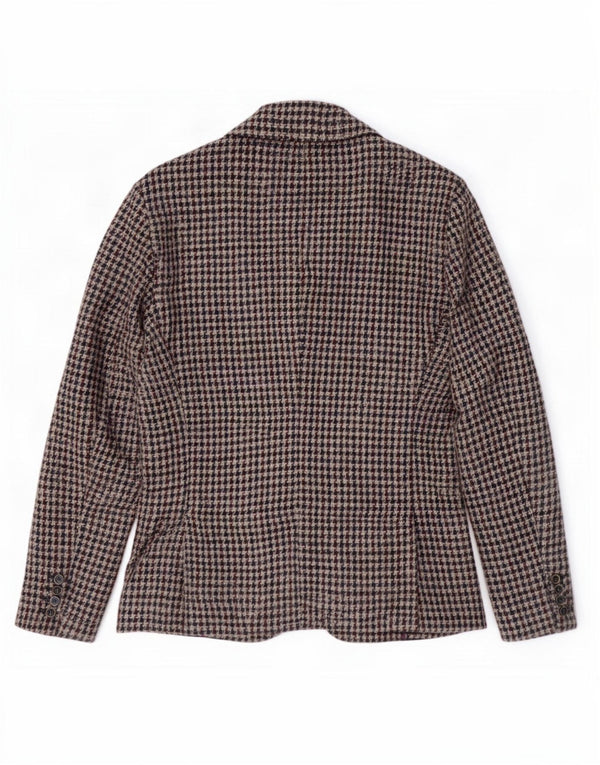 Vintage Mens 2 Button Blazer Jacket IT 52 XL Navy Blue Houndstooth