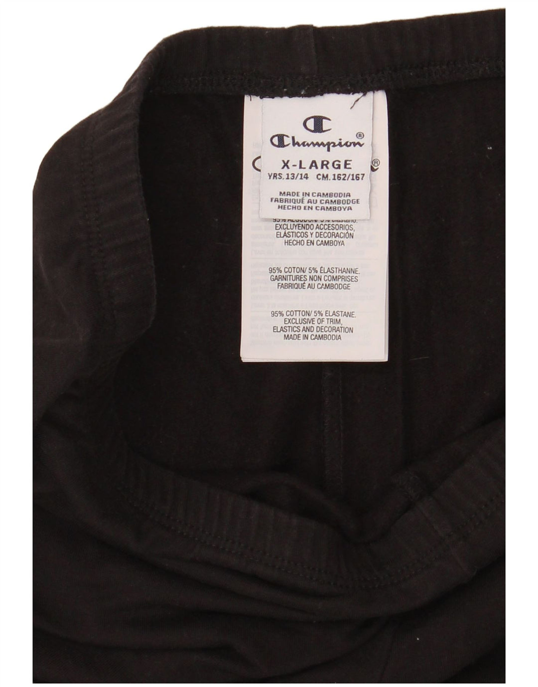 CHAMPION Girls Leggings 13-14 Years Black Cotton