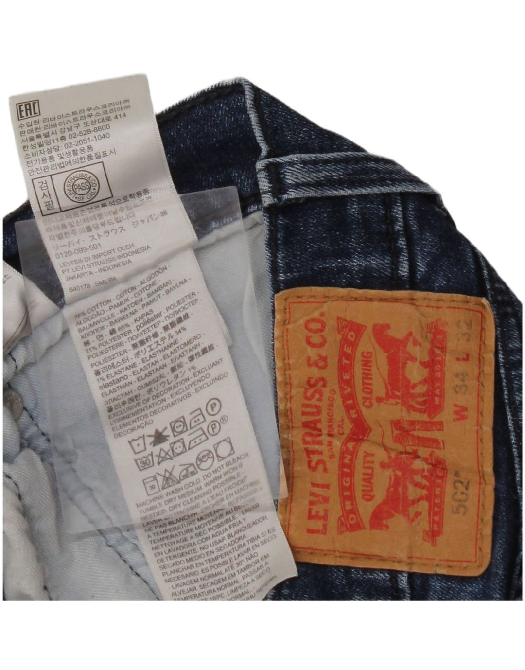 LEVI'S Herre 502 tilspidsede jeans W34 L32 Blå Bomuld