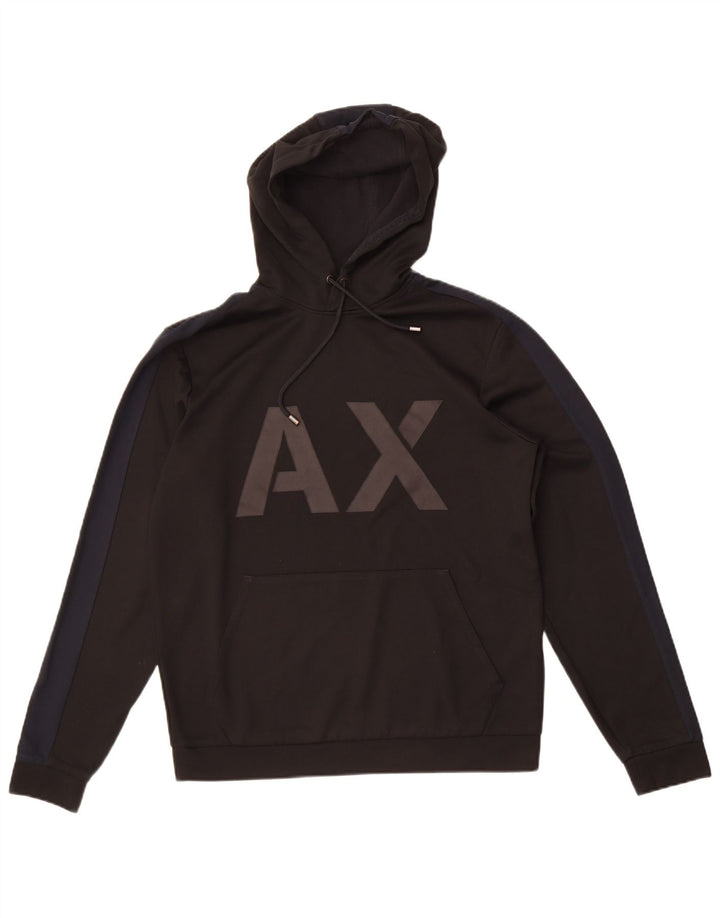 Armani Exchange Herre grafisk hættetrøje Jumper Medium Sort Polyester