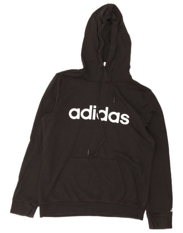 Adidas Graphic Hoodie Jumper UK 12/14 Medium Black Bomuld