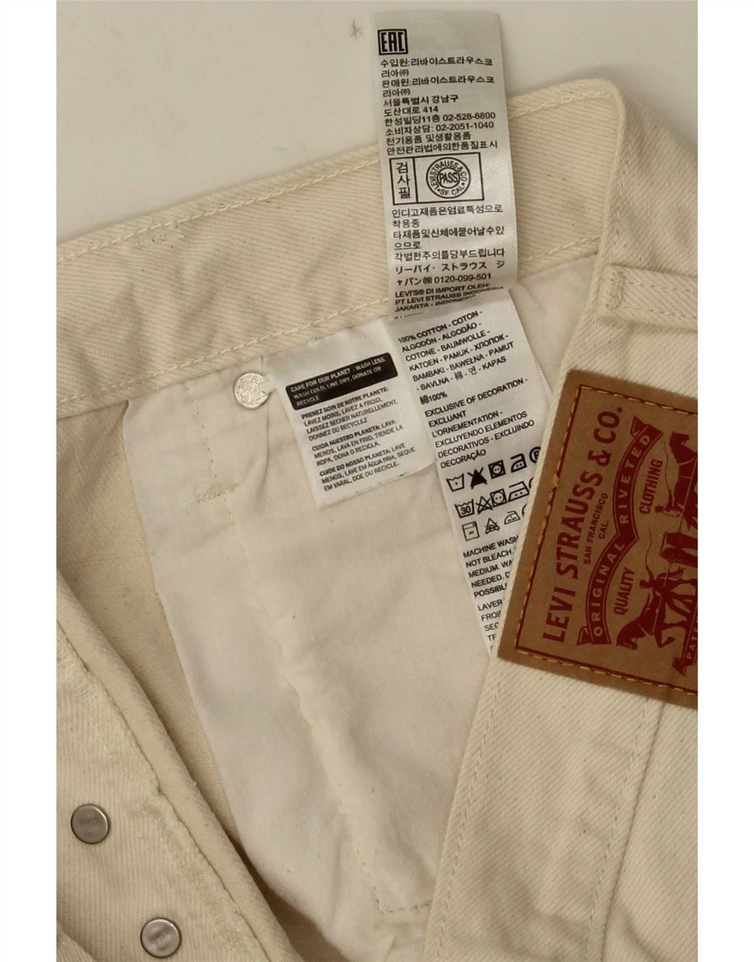 Levi's Womens 501 højtaljede denimshorts W31 Medium Off White Butterfly
