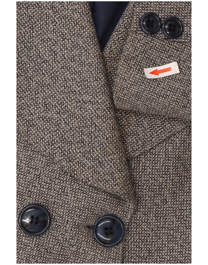 Vintage Dame Dobbeltradet Frakke UK 10 Small Grey Uld