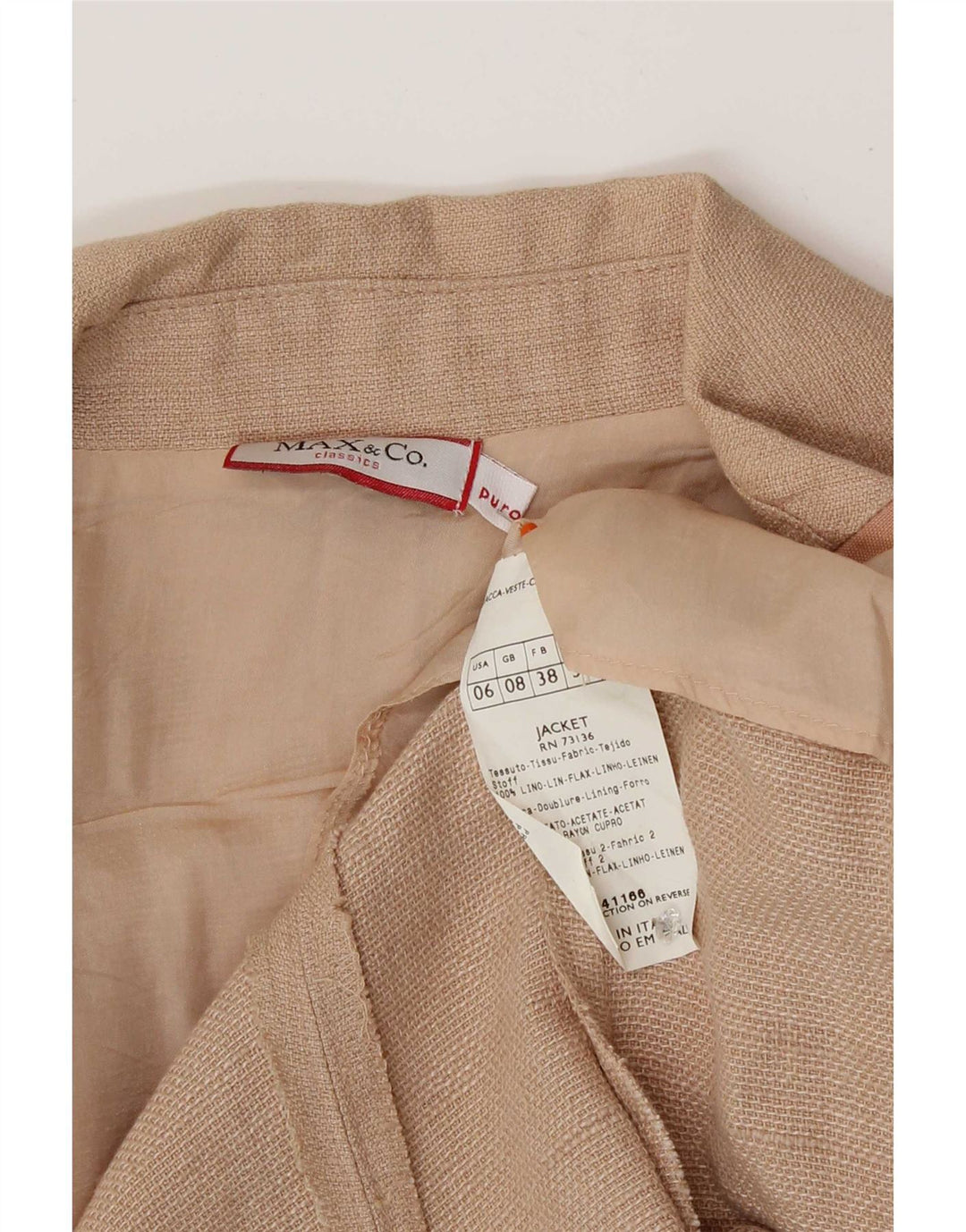 Max & Co. Dame 3-knaps blazerjakke UK 8 Small Pink Linen